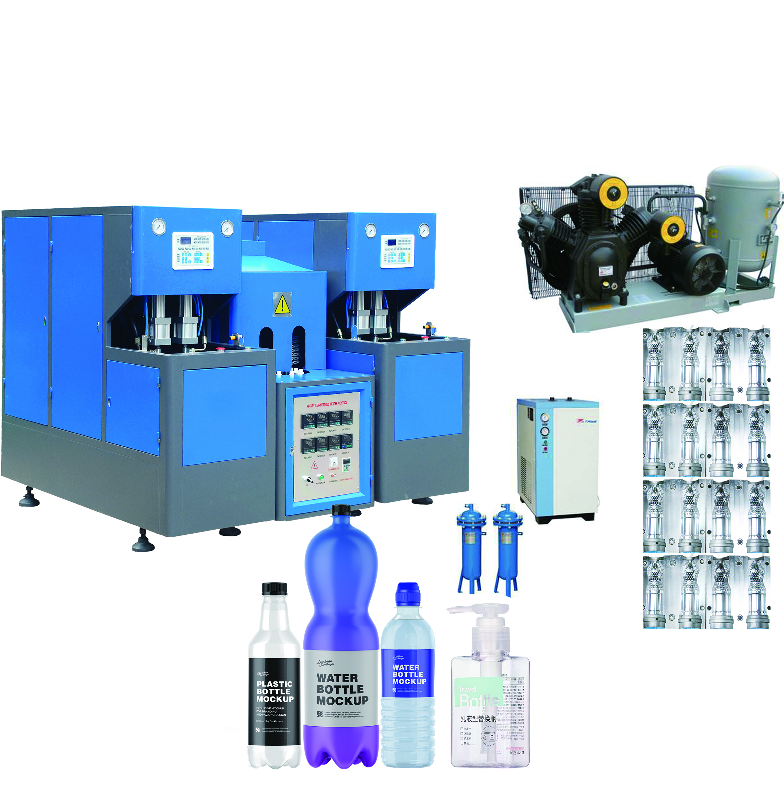1500BPH Semi PET Bottle Blowing Machine 1 1500BPH SEMIAUTOMATIC BLOWING MOLD MACHINE